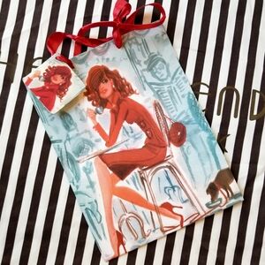 ❗Henri Bendel Illustrator Izak Zenou Girl and Dog Cafe Shopping Bag Rare❗